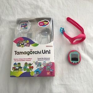 Tamagotchi Uni Pink Green Blue With Watch Wrist Band Screen Protector